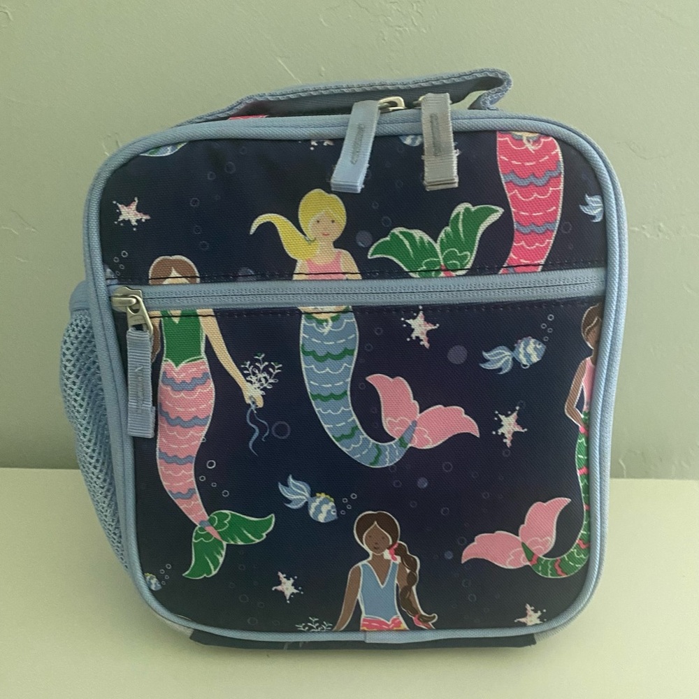 Pottery Barn Kids Mermaid Lunch Bag - Navy with Pink & Green Mermaids